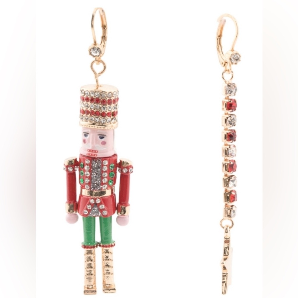 Betsey Johnson Festive Holiday Nutcracker Dangle Mismatched Earrings
